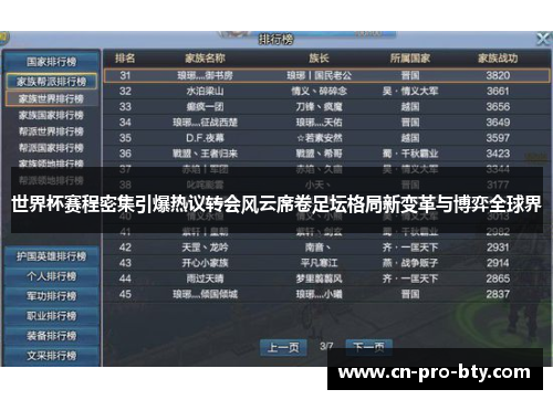 世界杯赛程密集引爆热议转会风云席卷足坛格局新变革与博弈全球界